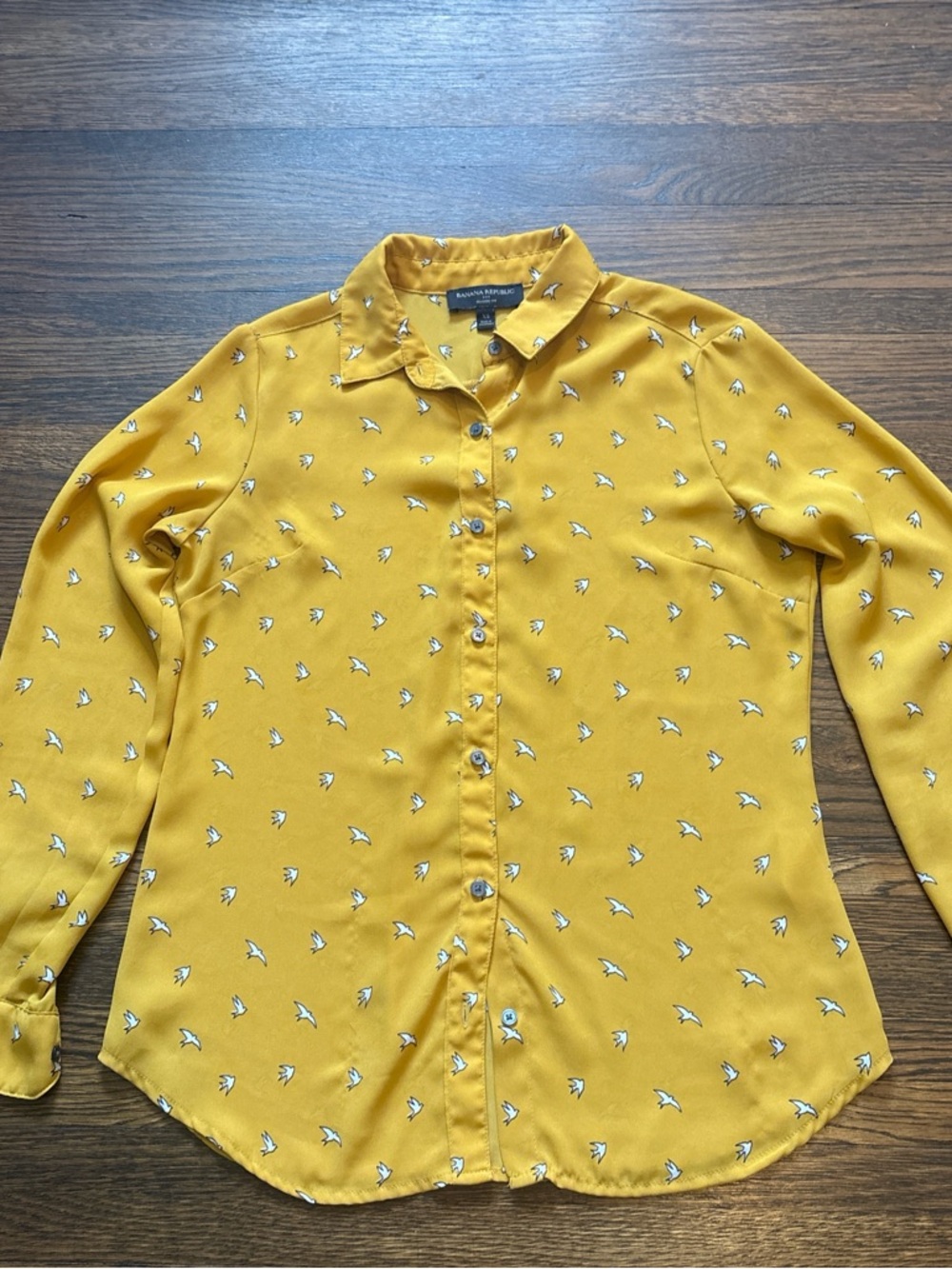 Banana Republic Yellow Printed Button-Down Shirt